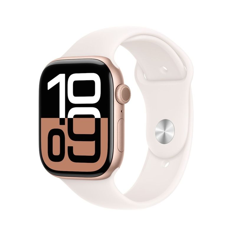 Apple-Watch-10-GPS-46mm-Carcasa-Aluminiu-Rose-Gold-si-Curea-Sport-Light-Blush-M-L