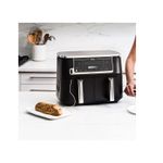 NinjaFoodiMaxDualZoneAF451EUFriteuzacuAerCald2470wSistemSmartCook95l2Sertare6FunctiiNegru