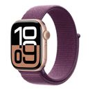 Apple Watch 10 GPS 42mm Carcasa Aluminiu Rose Gold cu Plum Sport Loop
