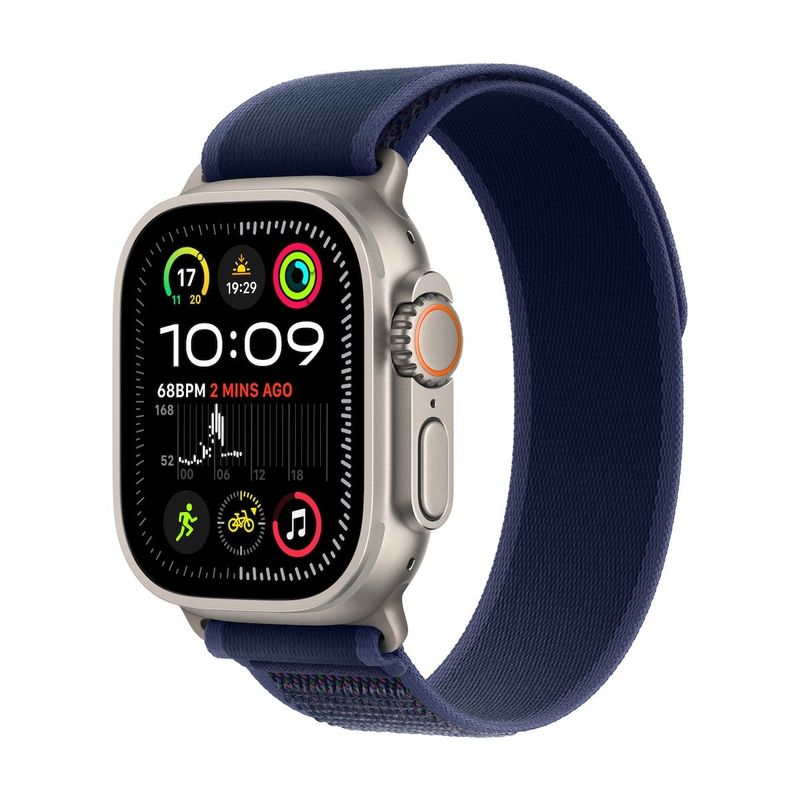 Apple-Watch-Ultra-2-GPS---Cellular-49mm-Carcasa-Natural-Titanium-cu-Blue-Trail-Loop-S-M