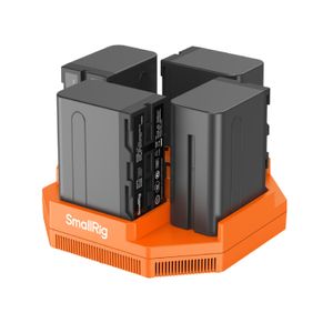 SmallRig 4834 Incarcator cu 4 canale pentru Acumulatori NP-F970 , NP-F550 cu 4 Baterii Incluse