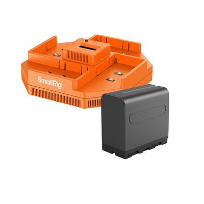 SmallRig 4834 Incarcator cu 4 canale pentru Acumulatori NP-F970 , NP-F550 cu 4 Baterii Incluse