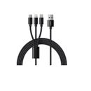 Veger Cablu Alimentare V303 Impletit 3 in 1 Lightning Type-C Micro USB 1.5m Negru