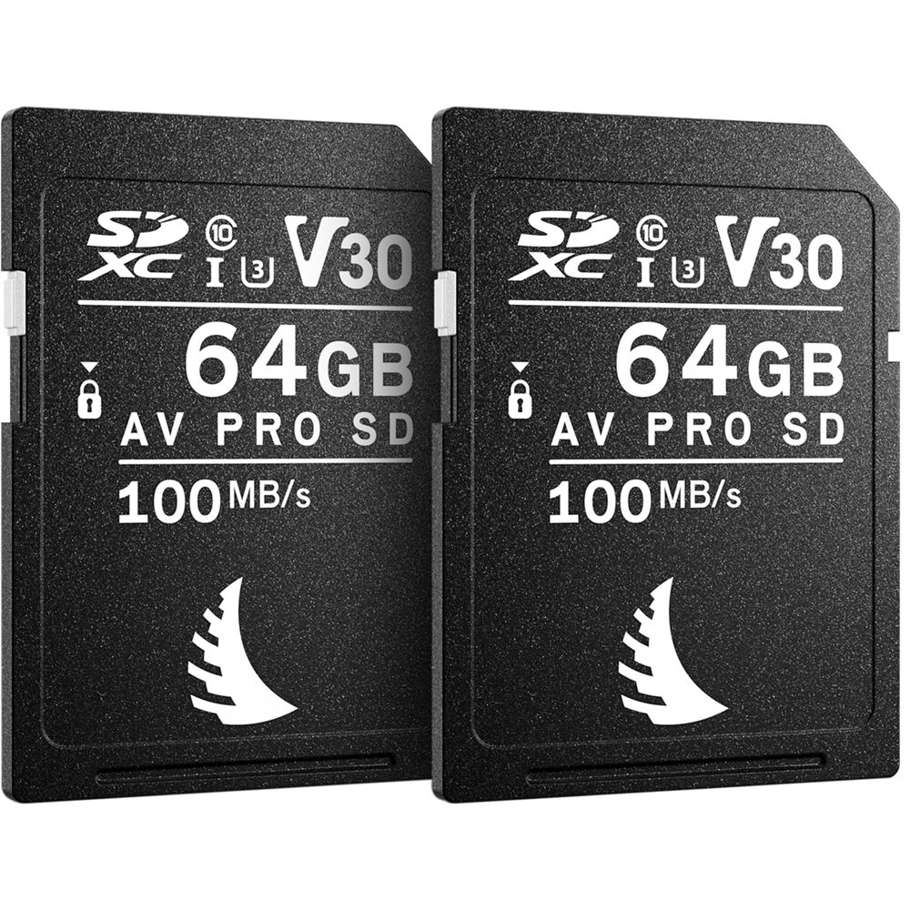 AngelBird Set 2 Carduri de Memorie AV PRO SDXC V30 UHS-I 64GB pentru Aparate Foto Fujifilm