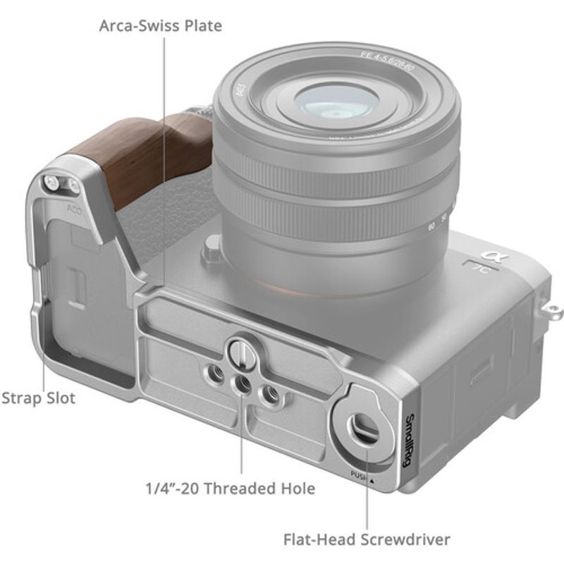 SmallRigLShapeMountPlatecuWoodenHandlepentruSonyAlpha7CIIAlpha7CR4796