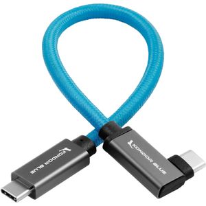 Kondor Blue Cablu USB C la USB C Unghi Drept 8.5" pentru Inregistrare SSD & Incarcare 8K