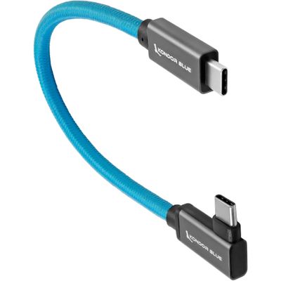 Kondor Blue Cablu USB C la USB C Unghi Drept 8.5" pentru Inregistrare SSD & Incarcare 8K
