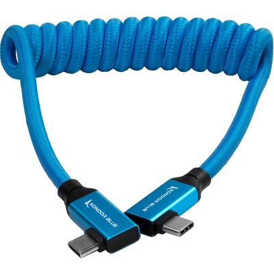 Kondor Blue Cablu USB C 3.1 Spiralat Unghi Drept 8K 12-24 inch Albastru