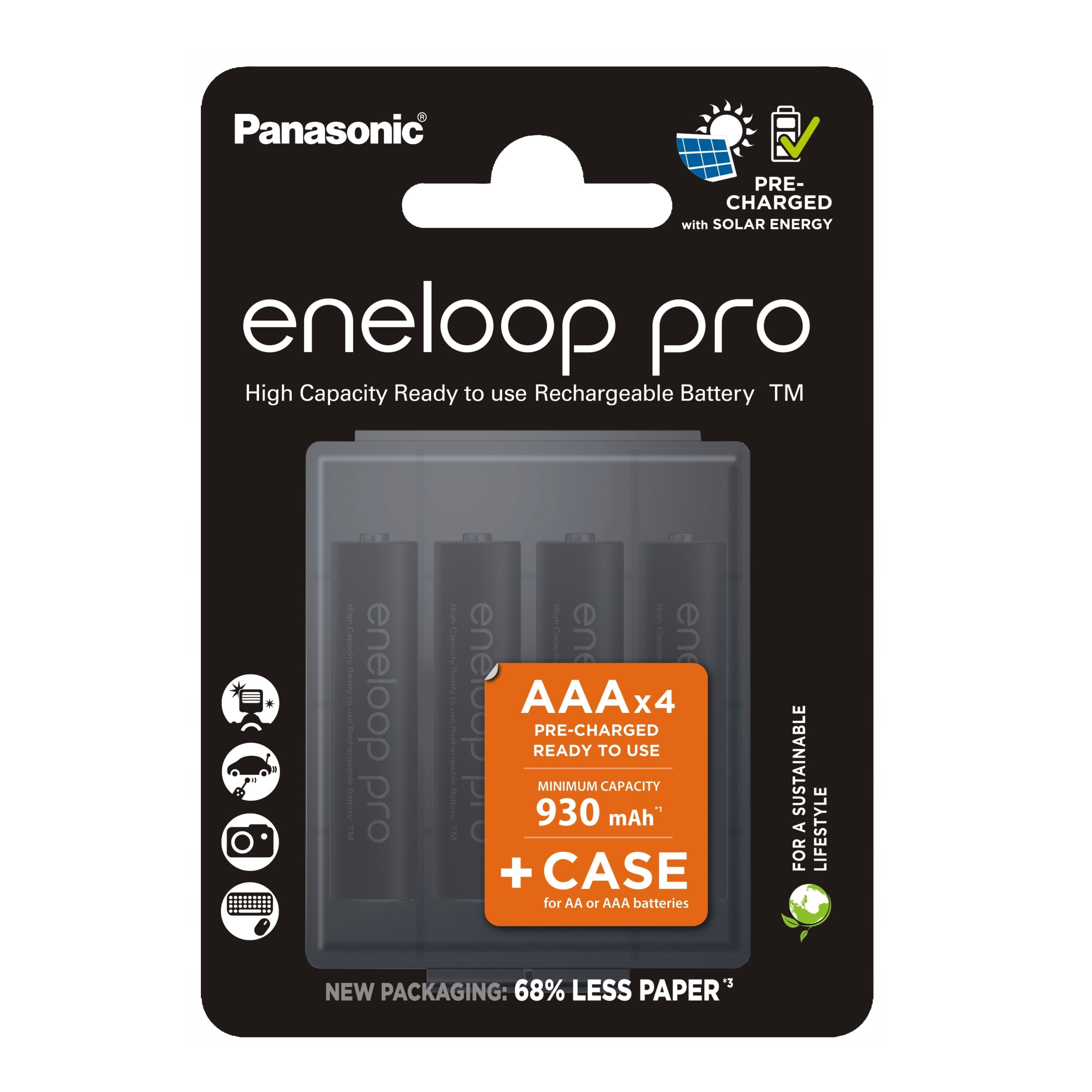 Panasonic Eneloop Pro B4 Set 4 Acumulatori Tip R3 AAA de 930mAh + Carcasa