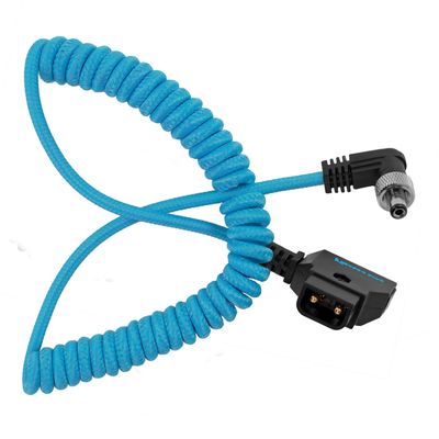 Kondor Blue Cablu Spiralat D-Tap la Locking DC 2.1mm Unghi Drept pentru Atomos Ninja/Shogun