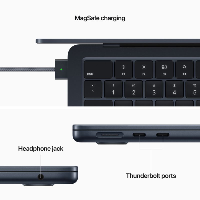 AppleMacBookAir13LaptopcuProcesorM28nucleeCPUsi8nucleeGPU16GBRAM256GBSSDMidnight