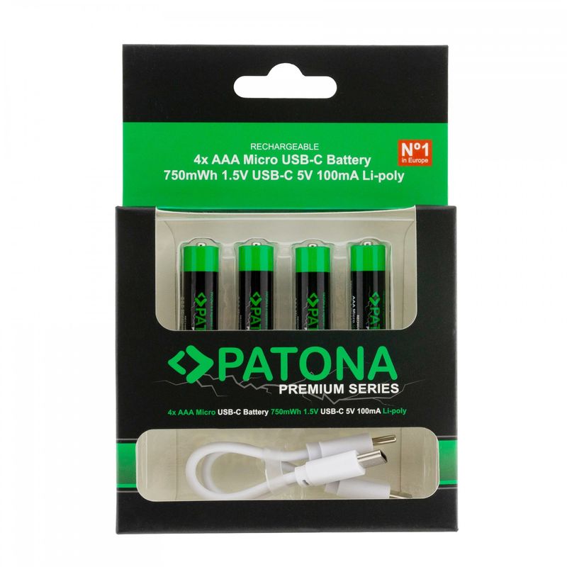 PatonaPremium4xAAAMignonAcumulatoriReincarcabiliLitiu750mWh15VcuCablurideIncarcareUSBC