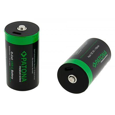 Patona Premium 2x LR20 Mono D Acumulatori Reincarcabili Litiu 6000mWh 1.5V cu Cabluri de Incarcare USB-C