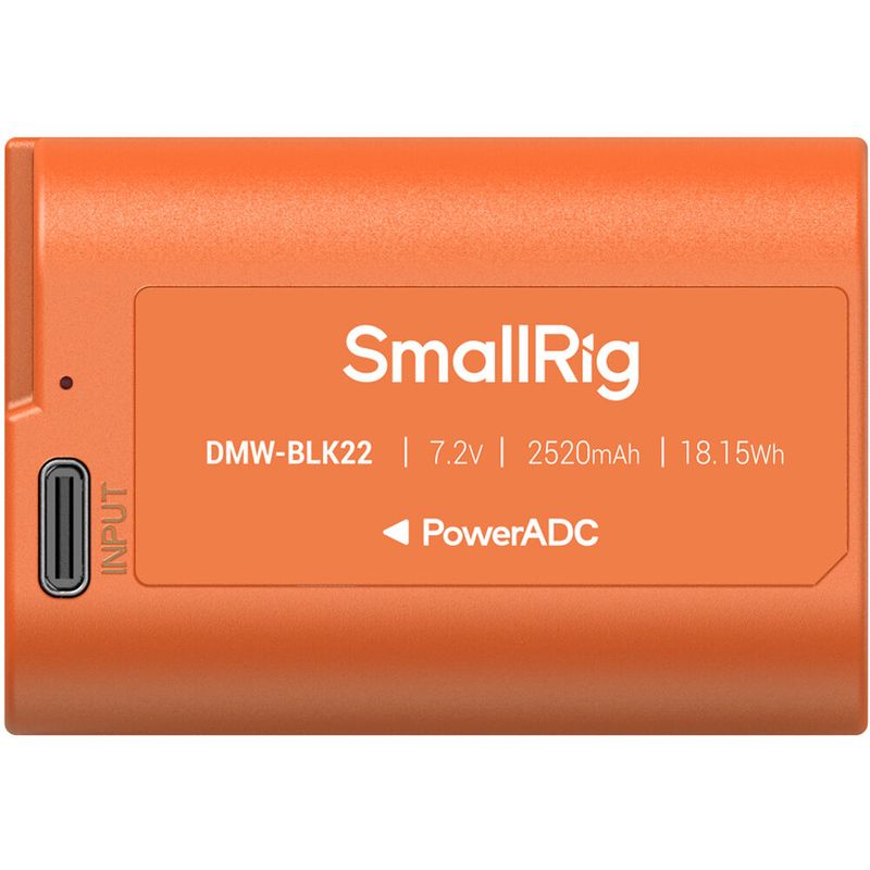 SmallRig4979AcumulatorReincarcabilcuUSBCpentruCamerelePanasonicDMWBLK22Portocaliu