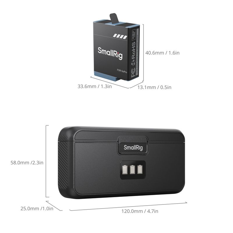 SmallRig-4565-Kit-3-Acumulatori-Replace-cu-Carcasa-Incarcare-pentru-Camerele-GoPro-Hero-9-10-11-12.4