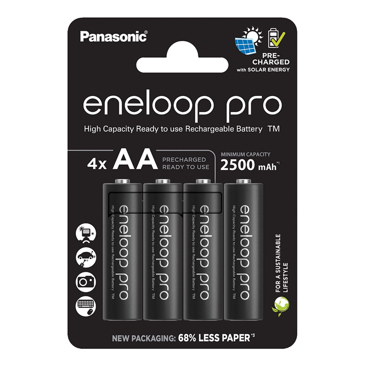 Panasonic Eneloop Pro Acumulatori NI-MH Tip R6 AA de 2500mAh Pachet 4 bucati