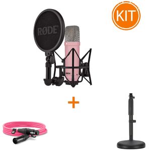 Set Microfon Studio Rode NT1 Signature Roz + Cablu XLR Rode 6m + Stativ Rode DS1
