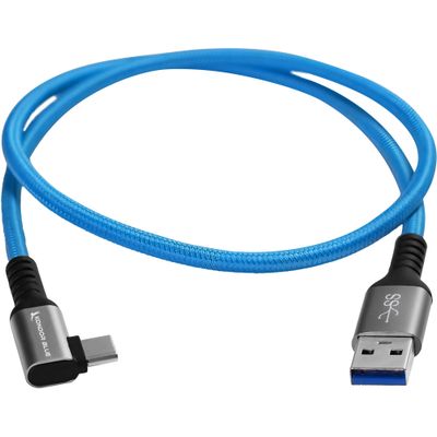 Kondor Blue Cablu USB-A la USB-C 3.0 Unghi Drept High Speed 3A 60W 5G