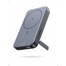 Ugreen Magnetic Baterie Externa 10.000 mAh Wireless PD 20W USB-C USB-A Stand Pliabil Compatibil MagSafe Gri