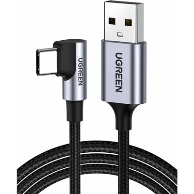 Ugreen Cablu USB-C la USB-A cu Unghi Drept 2m Gri