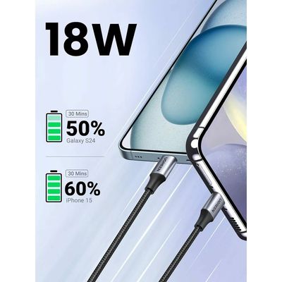 Ugreen Cablu USB-C USB-A 2.0 Invelis Aluminiu 1m Negru