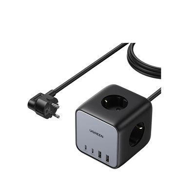 Ugreen Nexode DigiNest Cube Prelungitor Smart 3x 3680 W AC Schuko 2x USB-C 2x USB-A Gri