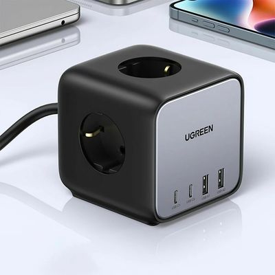 Ugreen Nexode DigiNest Cube Prelungitor Smart 3x 3680 W AC Schuko 2x USB-C 2x USB-A Gri