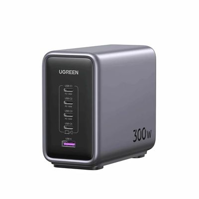 Ugreen Nexode Statie de Incarcare 300W GaN 4x USB-C 1x USB-A Gri