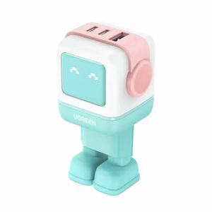 Ugreen Uno Incarcator Retea 65W GaN QC 2x USB-C 1x USB-A Albastru/Roz