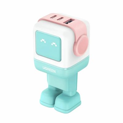 Ugreen Uno Incarcator Retea 65W GaN QC 2x USB-C 1x USB-A Albastru/Roz