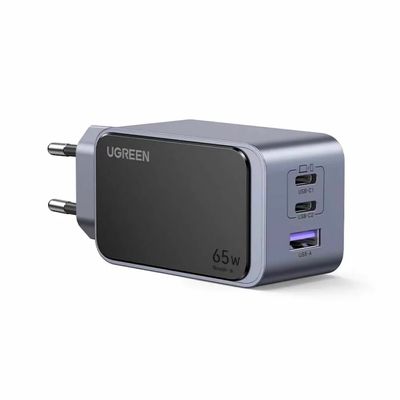 Ugreen Nexode Air Incarcator Retea 65W 2x USB-C 1x USB-A GaN QC Gri/Negru