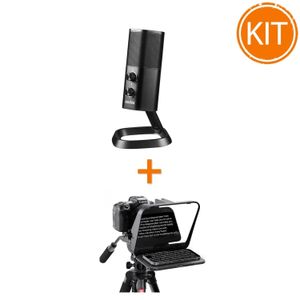 Pachet Vlog cu Microfon Godox UMic22 USB Condenser Wireless Dual 2.4GHz + Teleprompter Ulanzi RT02