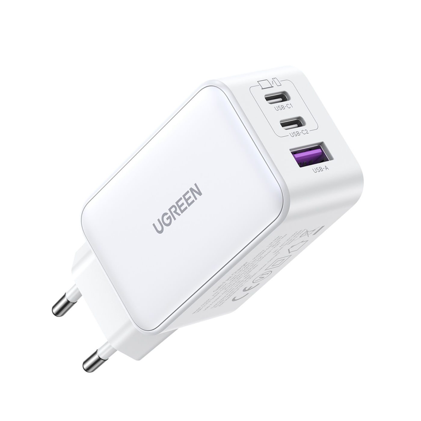 UGREEN Nexode Incarcator de Retea 65W 2x USB-C 1x USB-A Fast Charger Alb