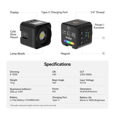 Ulanzi L3 COB Lampa LED RGB L052GBB1 5W