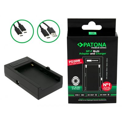 Patona Incarcator Premium Multi-Adaptor pentru Sony NP-F PD30W USB-C DC5521/DC5525 DC8V/12v