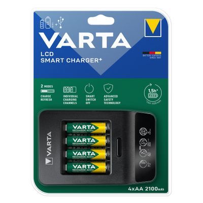Varta Kit Incarcator Baterii Reincarcabile cu 4 x AA R6 2100mAh