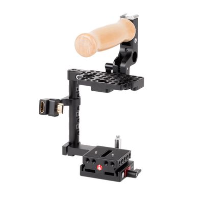 Wooden Camera Cage Unified pentru Cinema Camera 4K/6K cu Grip de Lemn