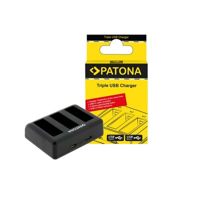 Patona 1422 Incarcator Triplu replace pentru DJI Osmo Action 3 si 4 cu cablu USB-C Inclus
