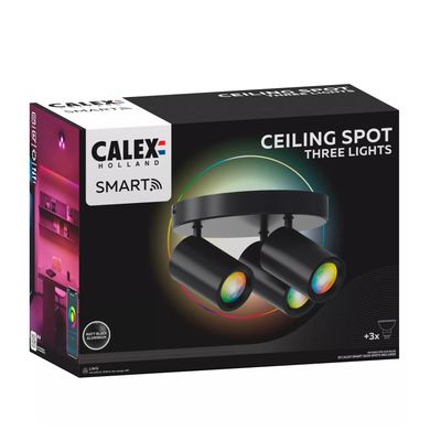 Calex Plafoniera LED Smart Rotunda 3 Spoturi Rotative Bec GU10 Inclus Dimabil Negru