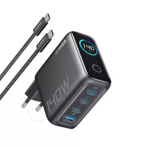 Anker 140W Digital Display Incarcator Retea  3x USB-C 1x USB-A PD 3.1 Cablu USB-C Negru
