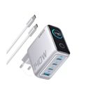 Anker Digital Display Incarcator Retea 140W 3x USB-C 1x USB-A PD 3.1 Cablu USB-C Argintiu