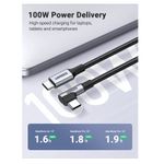 Ugreen Cablu USB-C la USB-C cu Unghi Drept 1m Negru.2.jpg