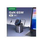 Ugreen Nexode 65W GaN 15W Qi2 Statie de Incarcare Wireless Stand 1x USB-A 2x USB-C Gri.4.jpg