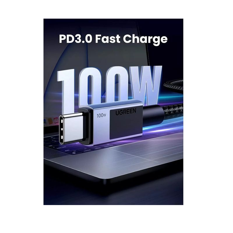 Ugreen Cablu Super Fast Power Delivery USB-C la USB-C 100W  0.5m Negru.3.jpg