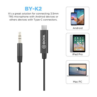 Boya BY-K2 Cablu TRS 3.5mm Tata la USB-C Tata