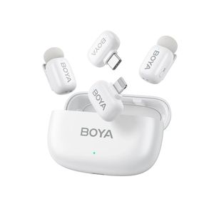 Boya Mini-13 Sistem Microfon Wireless Ultra Mini 2.4 GHz 2TX + 2RX Alb