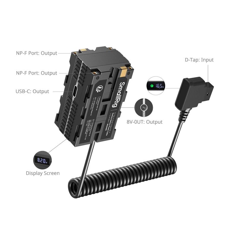 SmallRig 4884 D-Tap la Cablu de Alimentare pentru Baterie Dummy NP-F cu Doua Fete.3.jpg