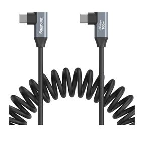 SmallRig 4793 Cablu de Date Spiralat USB-C cu Unghi Drept la USB-C cu Unghi Drept