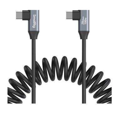 SmallRig 4793 Cablu de Date Spiralat USB-C cu Unghi Drept la USB-C cu Unghi Drept